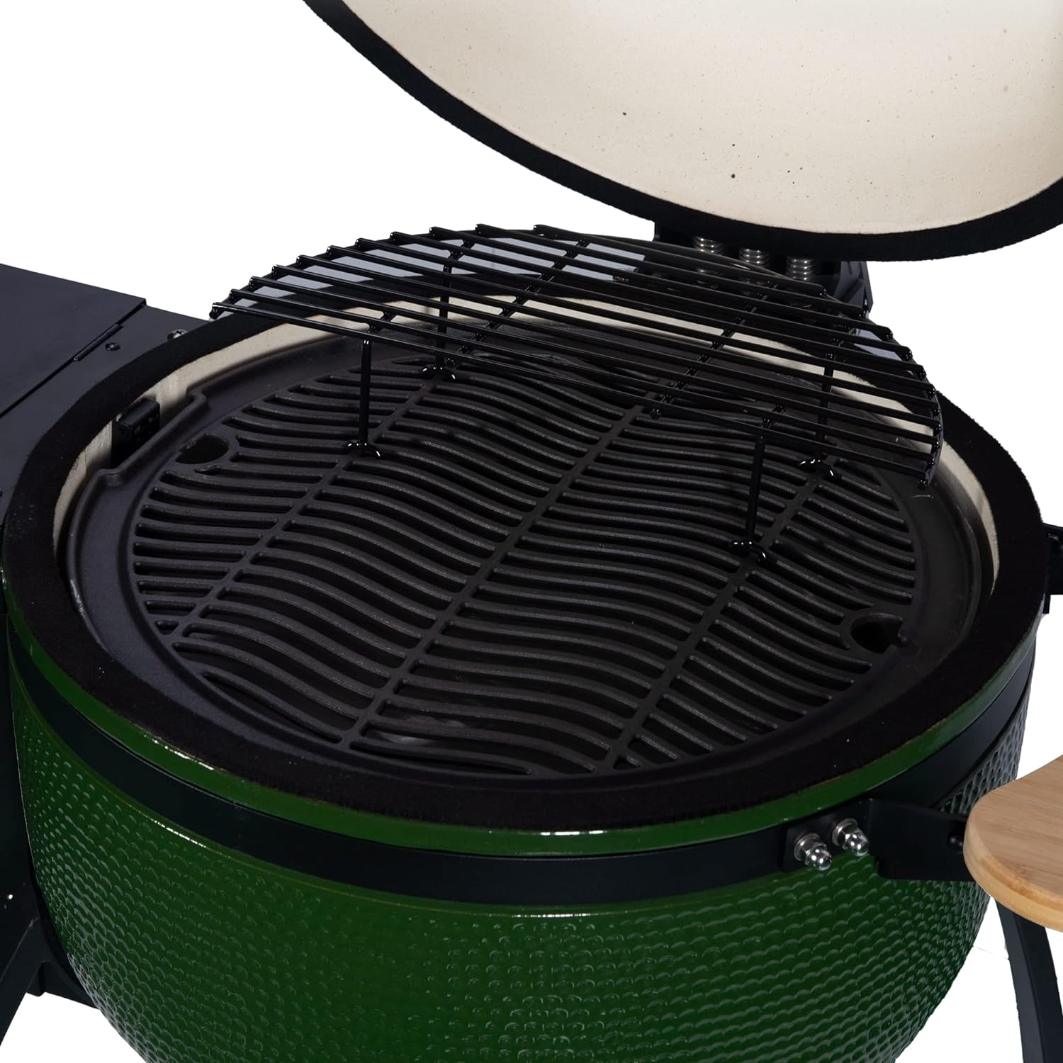 24 Ceramic Pellet Grill Charcoal Grill Cooker with 19.6 diameter Gridiron Double Ceramic Liner 4-in-1 Smoked Roasted BBQ Pan-roasted for Outdoors Patio Cooking Camping (Green)