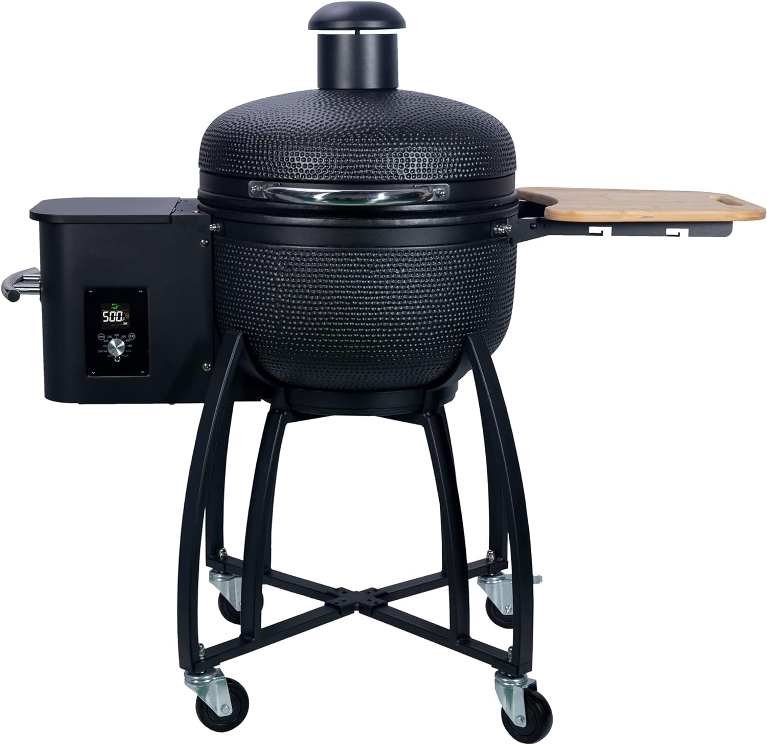 24 Ceramic Pellet Grill Charcoal Grill Cooker with 19.6 diameter Gridiron Double Ceramic Liner 4-in-1 Smoked Roasted BBQ Pan-roasted for Outdoors Patio Cooking Camping (Green)