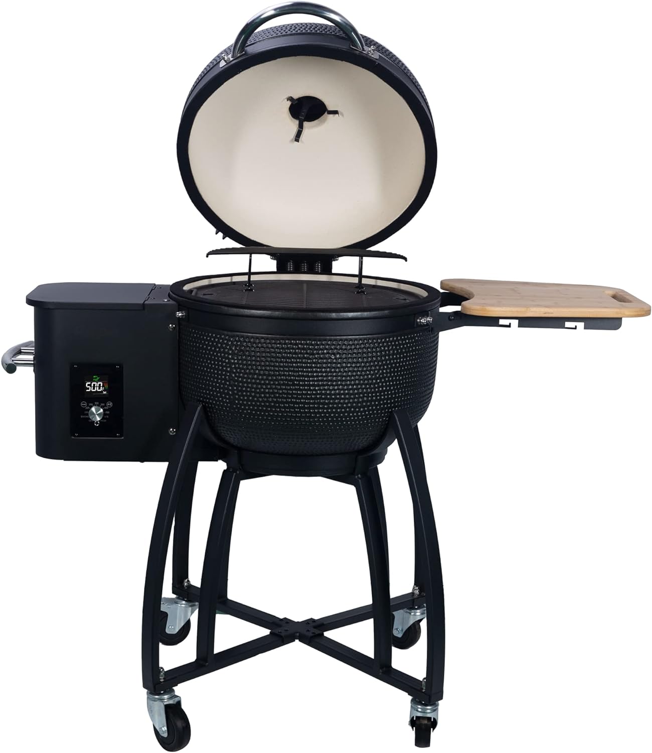 24 Ceramic Pellet Grill with 19.6 diameter Gridiron Double Ceramic Liner 4-in-1 Smoked Roasted BBQ Pan-roasted for Outdoors Patio