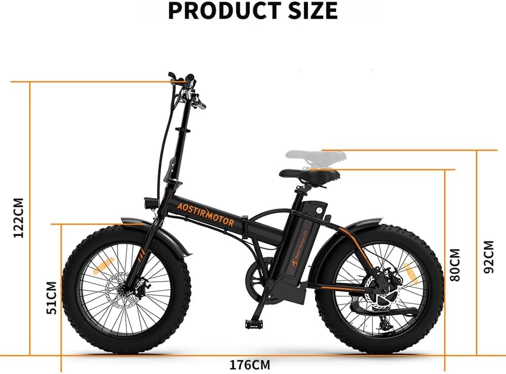 aostirmotor folding electric bike 20 inch fat tire electric bicycle with 500w motor 36v 13ah removable lithium batteryeb 4