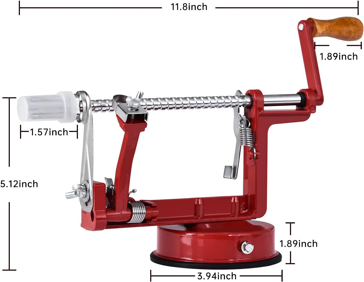 Apple Peeler, Stainless Steel Apple Corer Slicer Peeler, Durable Heavy Duty Die Cast Magnesium Alloy Apple Peeler Slicer Corer(Deepred)