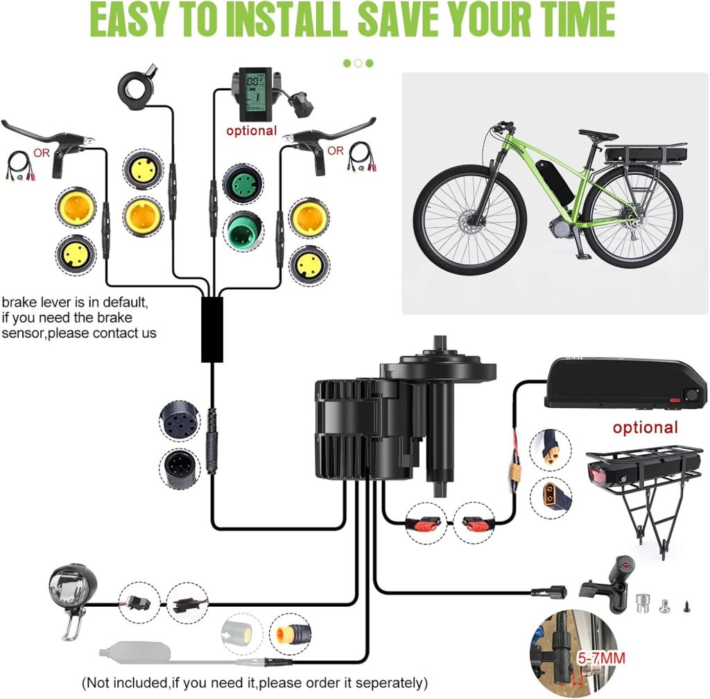 BAFANG 1000W Mid Drive Kit with Battery(Optional) BBSHD BBS03 Ebike Conversion Kit for Moutain Road Bike,City Bike,Tricycle