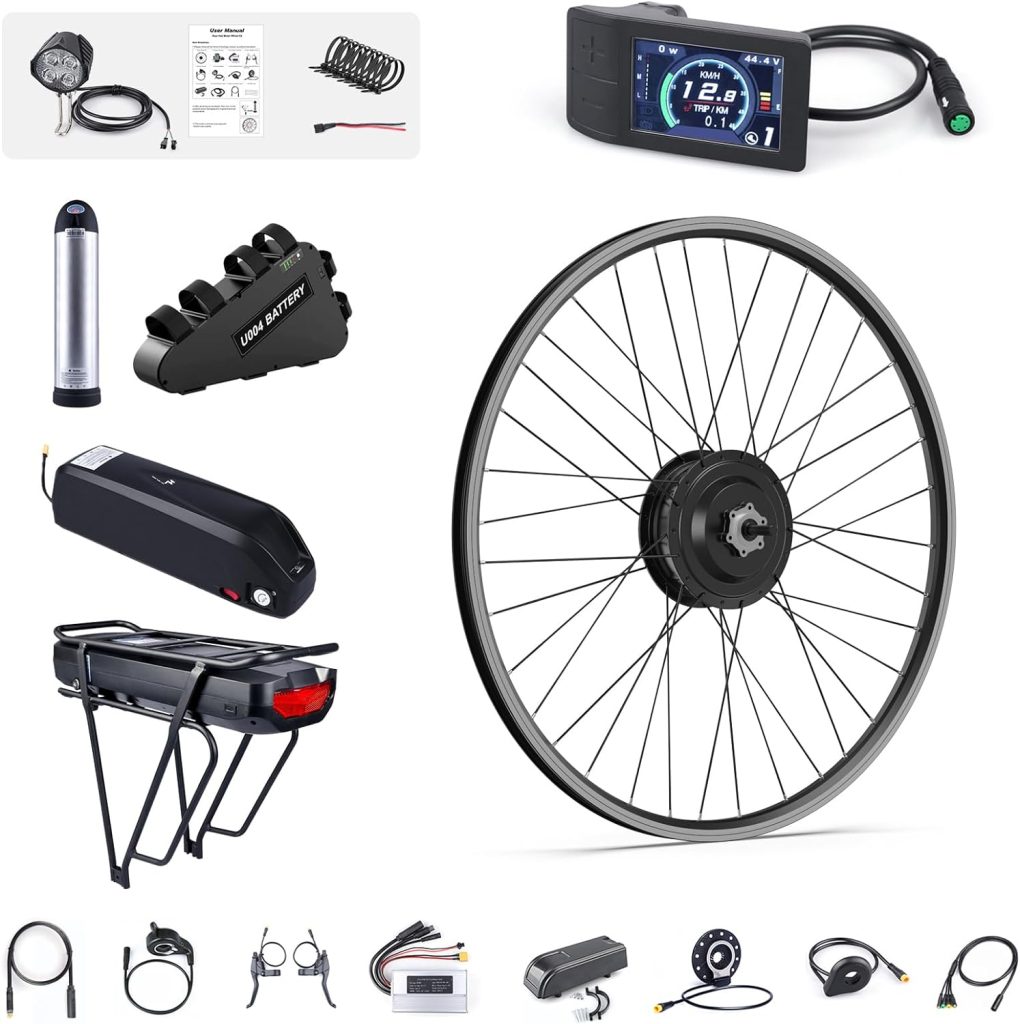 BAFANG 48V 500W Front Hub Motor : Electric Bike Conversion Kit with Battery (Optional) for 20 26 27.5 700C Inch Front Wheel eBike Drive System with LCD Display  PAS