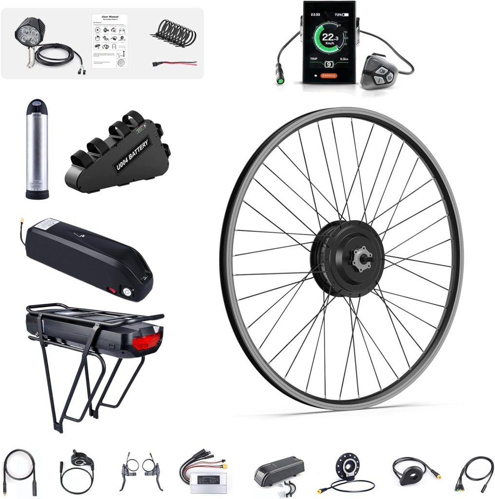 BAFANG 48V 500W Front Hub Motor : Electric Bike Conversion Kit with Battery (Optional) for 20 26 27.5 700C Inch Front Wheel eBike Drive System with LCD Display  PAS