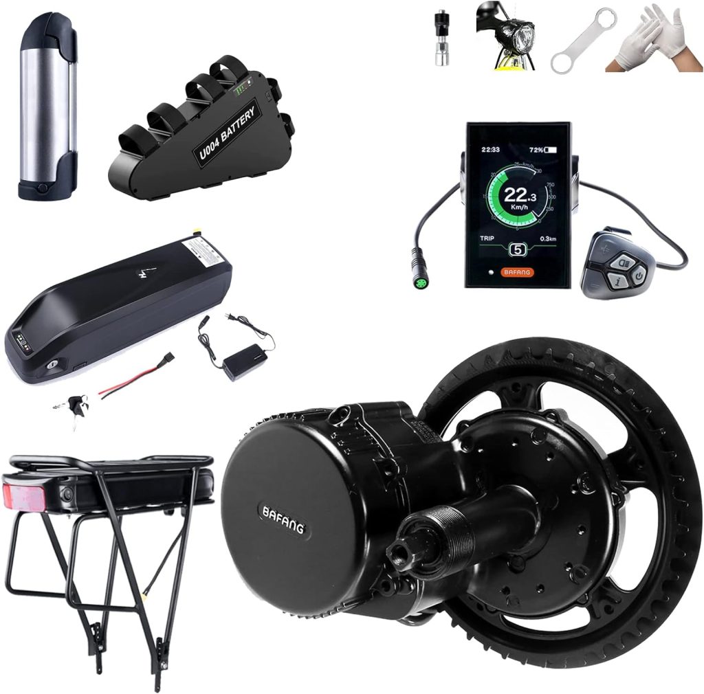 BAFANG 48V 500W Mid Drive Kit : BBS02 Motor with Battery (Optional), 8Fun Electric Bike Mid Mount Motor with Display  Chainring, DIY eBike Conversion Kit for Mountain Road Commuter Bicycle