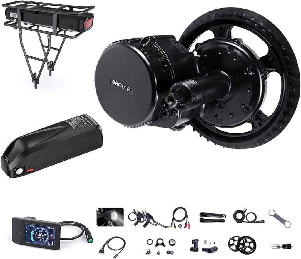 BAFANG 750W Mid Drive Kit with Battery Optional BBS02B 8FUN EBike Conversion Kit with LCD Display  Chainring Mid Drive Electric Bike Kit fit 68-73MM Bottom Bracket Mountain Bike, Road Bike