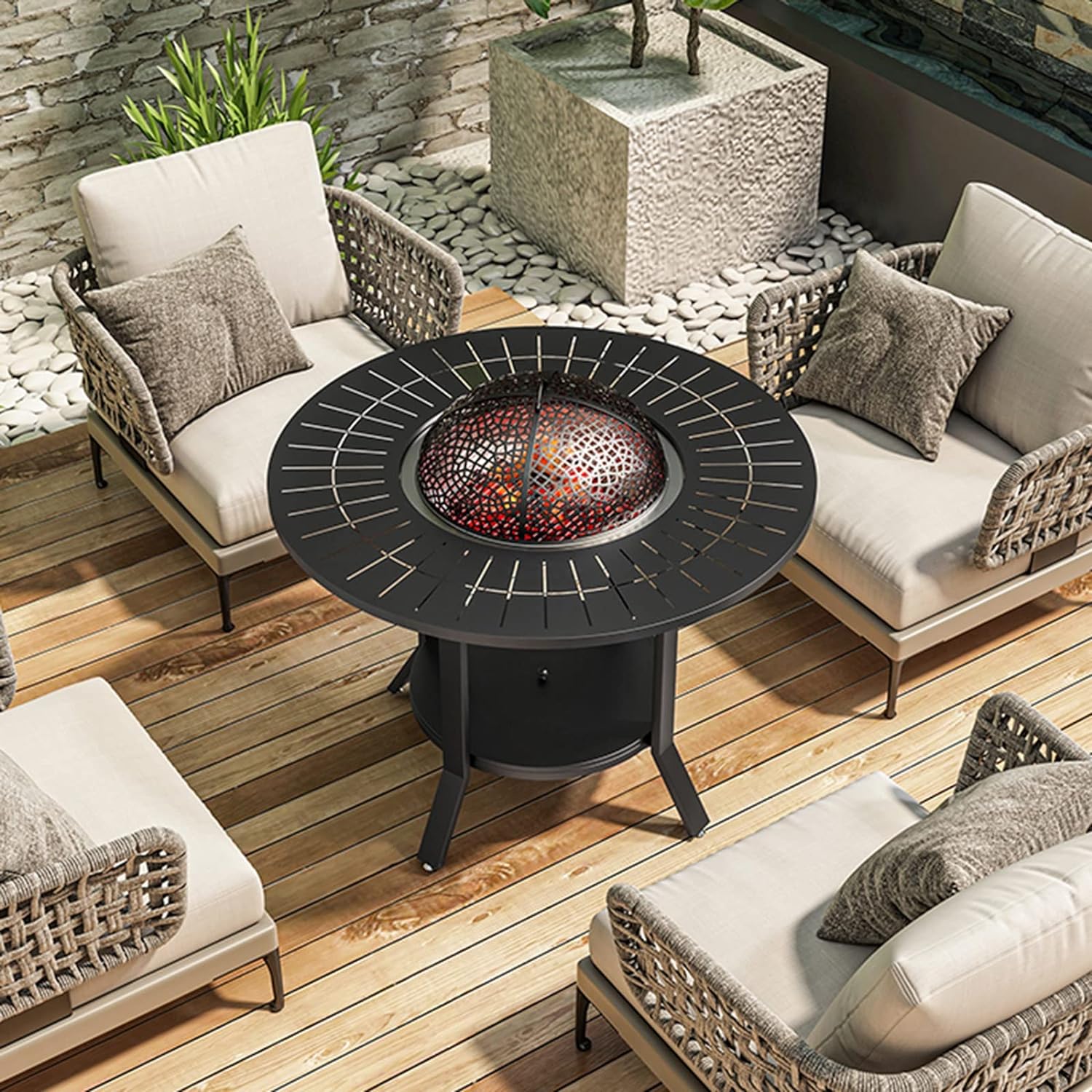 Barbecue Stove Fire Pits Table Garden Barbecue Table Barbecue Rack Outdoor Balcony Barbecue Table Villa Garden Barbecue Outdoor Barbecue BBQ Hibachi Fireplace (Size : 120X70cm)