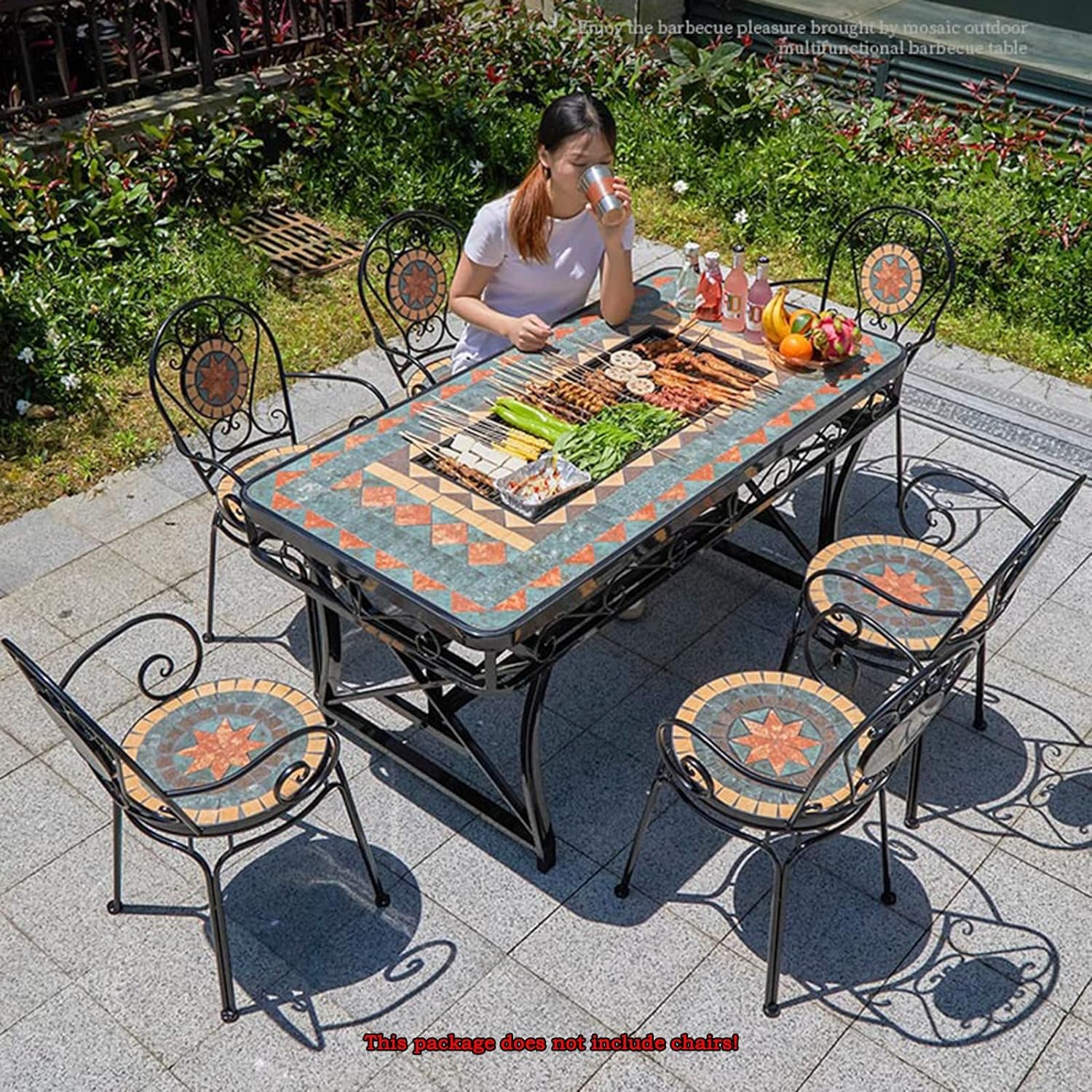 Barbecue Stove Fire Pits Table Household Outdoor Courtyard Leisure Barbecue Table Outdoor Garden Terrace Iron Art Carbon Grill Commercial Smokeless Single Table BBQ Hibachi Fireplace (Color : Brass)