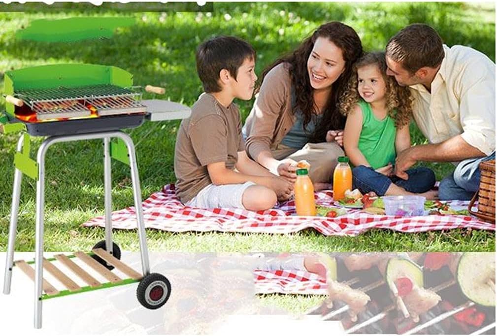 bjyx enamel barbecue grill smokeless charcoal barbecue grill with wheels can be moved suitable for indoor and outdoor si 1