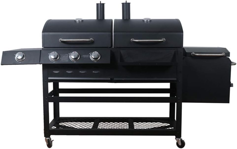 charcoal and gas dual purpose grillstainless steel 12000 btu patio garden barbecue grillsmoked oven on the side