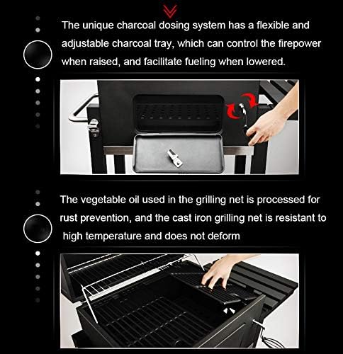 Charcoal Grill, Removable Small BBQ Smoker Grill, Tabletop Barbecue Charcoal Grill for Outdoor Cooking Camping Hiking Picnic