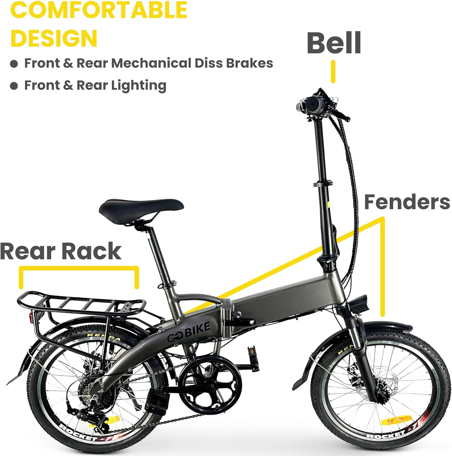 comfygo futuro foldable lightweight electric bike 35 mile range 48v 350w motor electric city bike for adults shimano 7 s 3