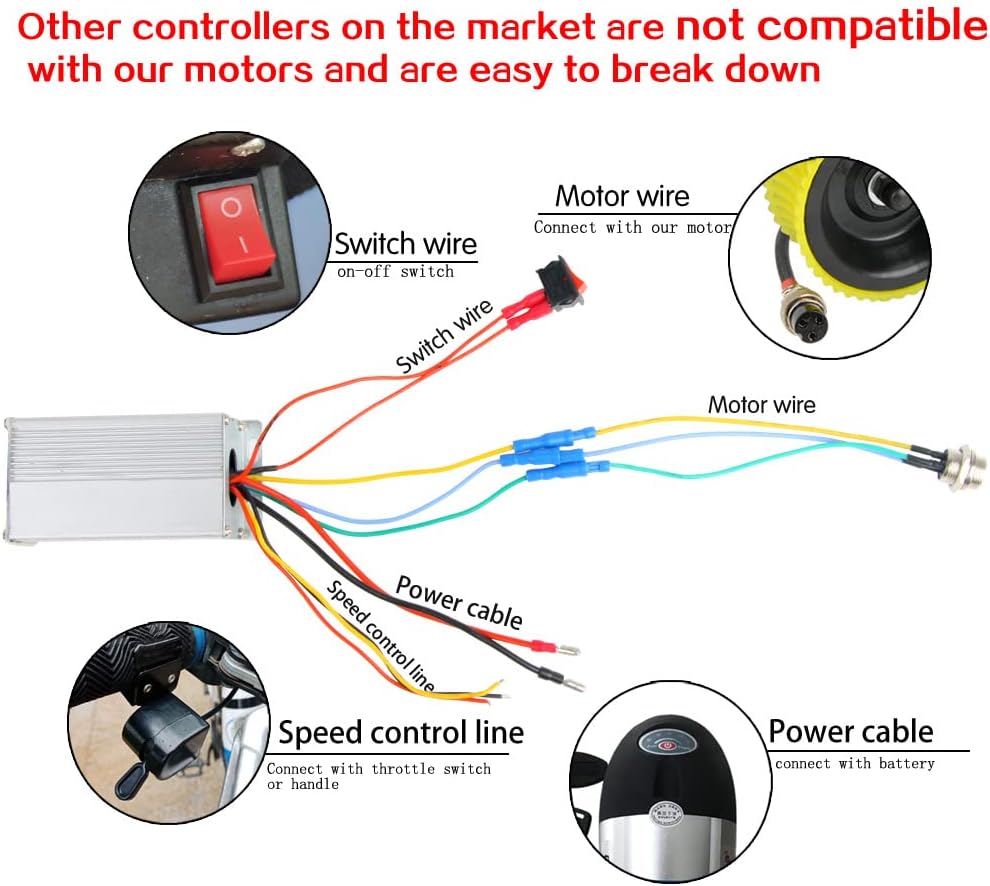 DIY Electric Bike Conversion kit 250W Electric Bike Brushless Motor and Controller for E-Bike Bicycle Booster 48V Electric Bike kit 36v Bike Motor kit Mountain Bike Modification Parts