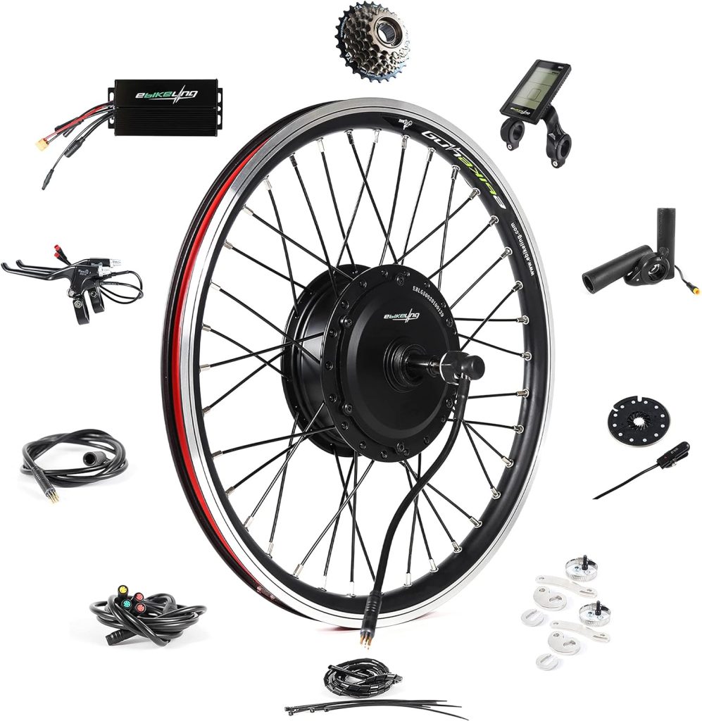 EBIKELING Waterproof Ebike Conversion Kit for Electric Bike 26 Front or Rear Wheel Electric Bicycle Hub Motor Kit 1500W 1200W 750W 500W Electric Bike Conversion Kit