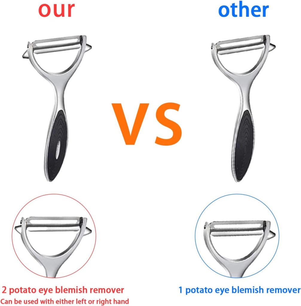 FUHUY Vegetable, Apple Peelers for kitchen, Fruit, Carrot, Veggie, Potatoes Peeler, Y-Shaped and I-Shaped Stainless Steel Peelers, with Ergonomic Non-Slip Handle  Sharp Blade, Good Durable (2PCS)