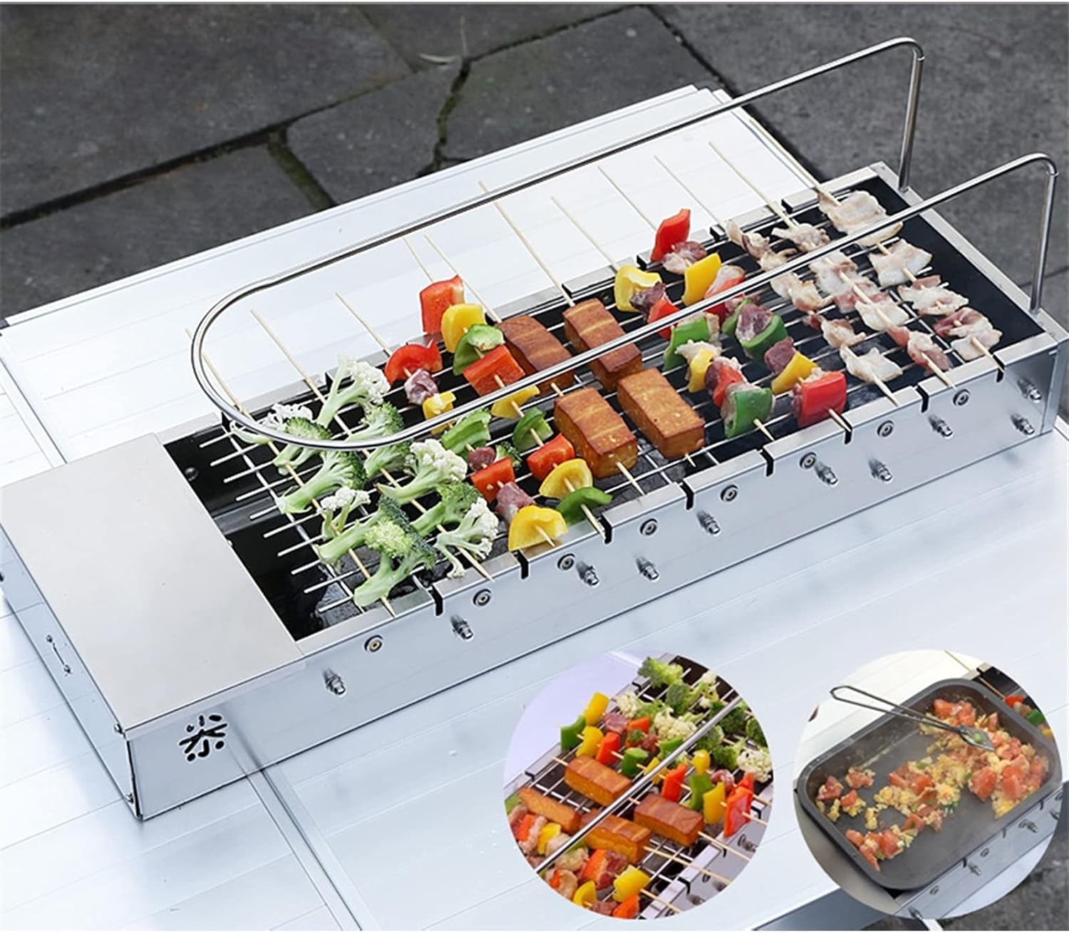 Grill Charcoal Grill Folded Stainless Steel Portable Charcoal BBQ Grill Outdoor Barbecue Charcoal for Camping Picnic Backyard Cooking Outdoor Picnic Patio Backyard Camping BBQ