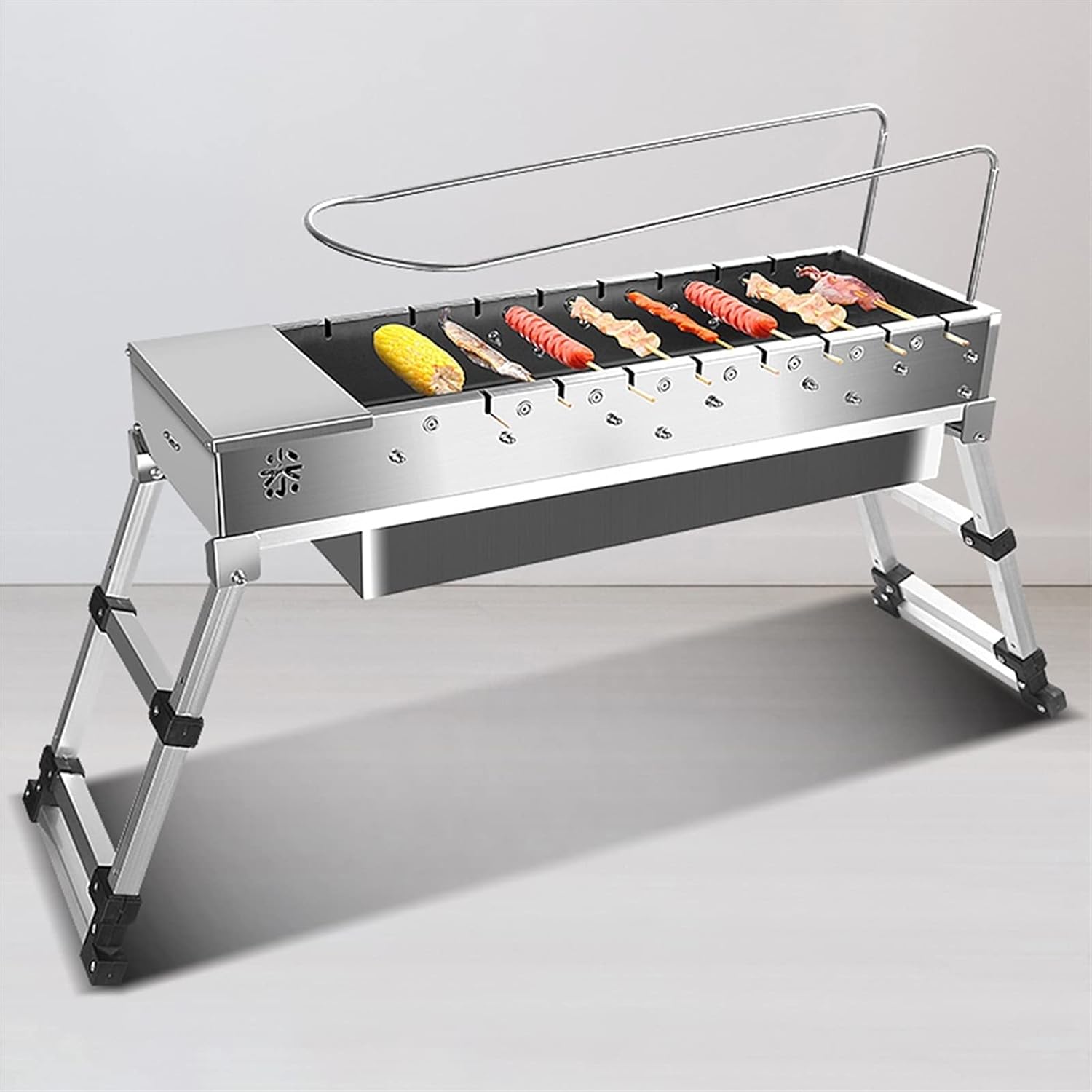 Grill Charcoal Grill Folded Stainless Steel Portable Charcoal BBQ Grill Outdoor Barbecue Charcoal for Camping Picnic Backyard Cooking Outdoor Picnic Patio Backyard Camping BBQ