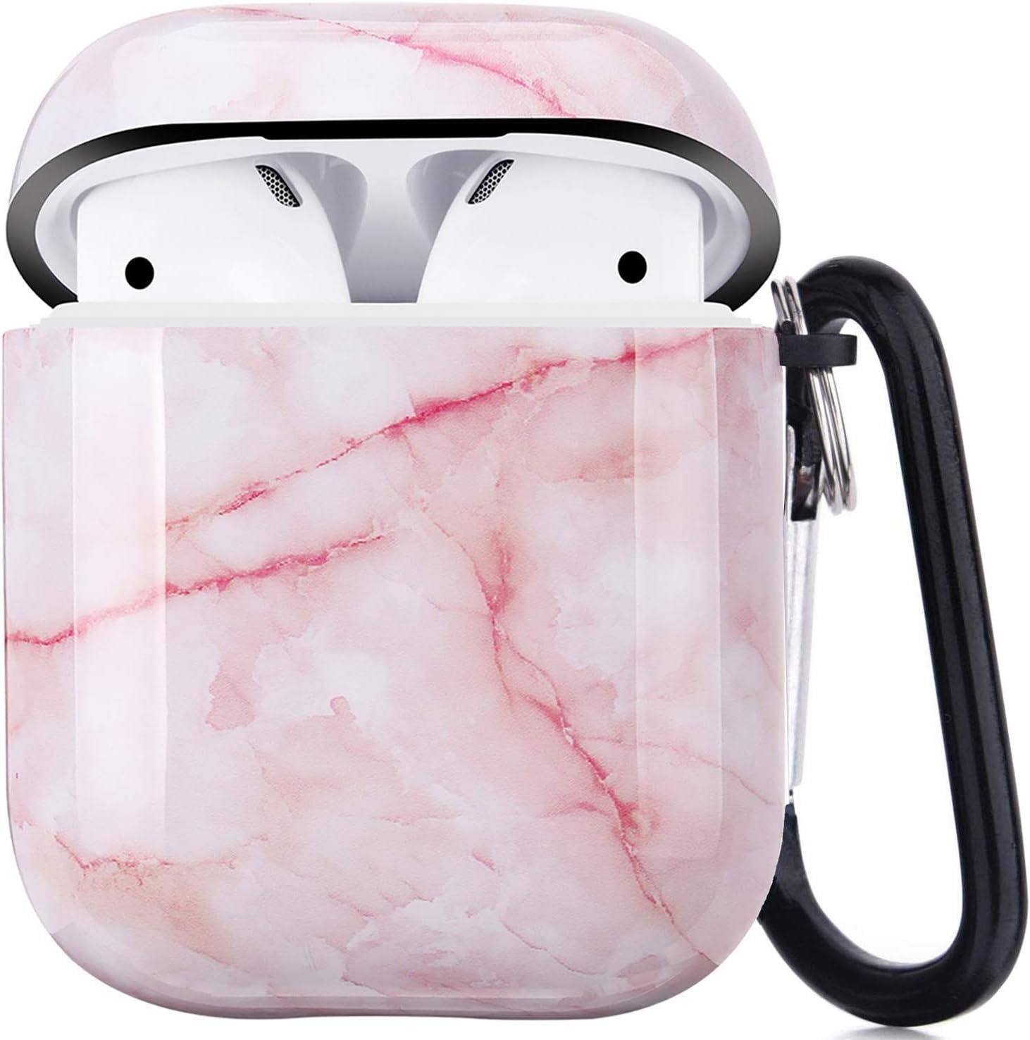 Happypapa Airpods Case Designed for Apple AirPods 2  1 Full Protective Case Cover with Keychain Cute Girls Men Durable Shockproof Anti Lost Case for Airpods Charging Case (Leopard)