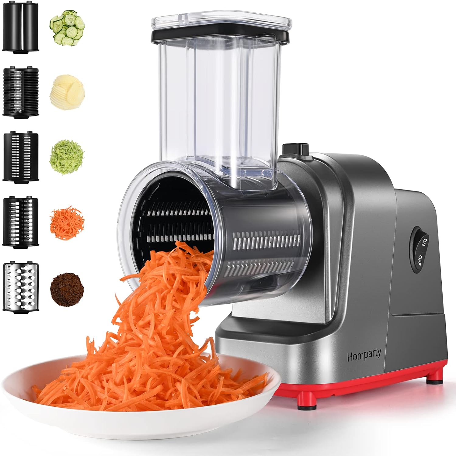 homparty electric cheese grater 250w professional electric slicer shredder electric salad machine for fruits vegetables