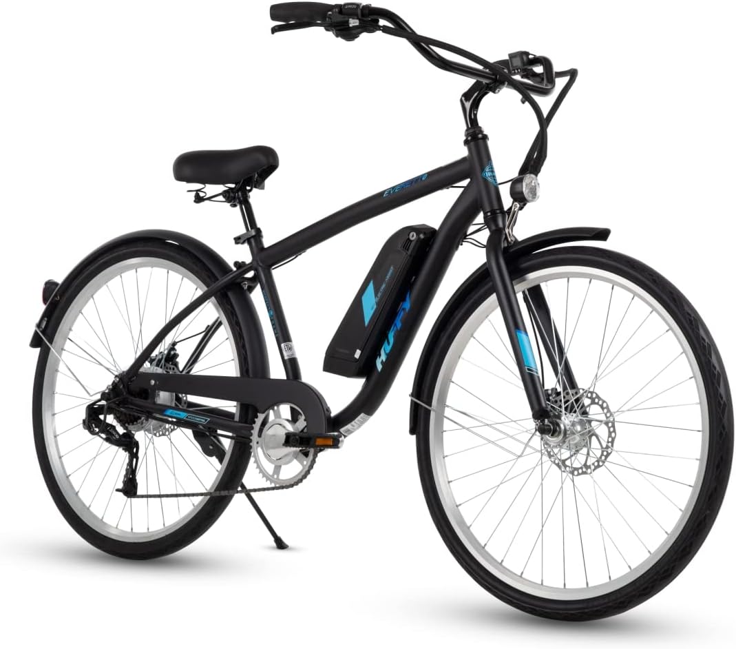 huffy everett 275 electric comfort bike for adults 7 speed aluminum frame pedal assist up to 20 mph