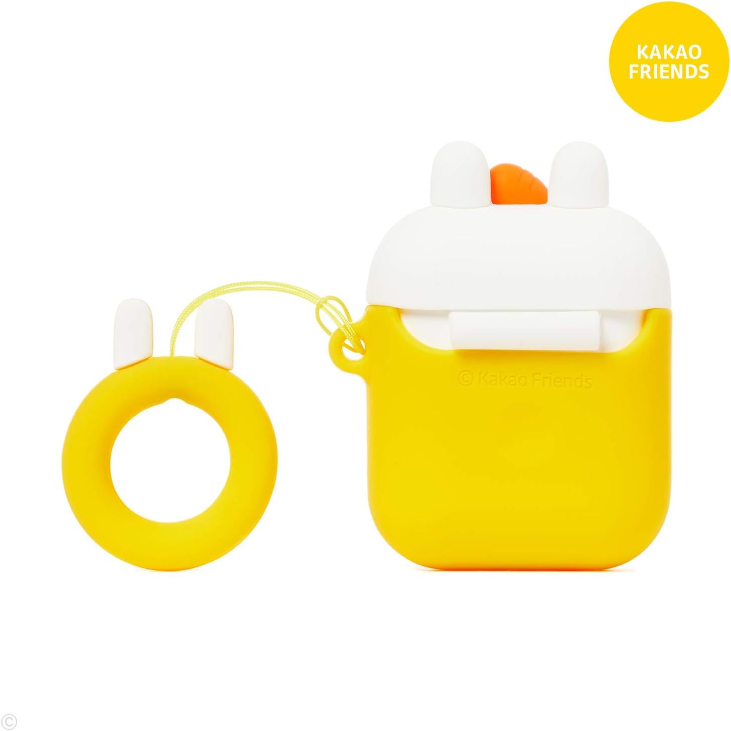 kakao friends official silicone airpods case with finger ring compatible with apple airpods charging case muzi 1