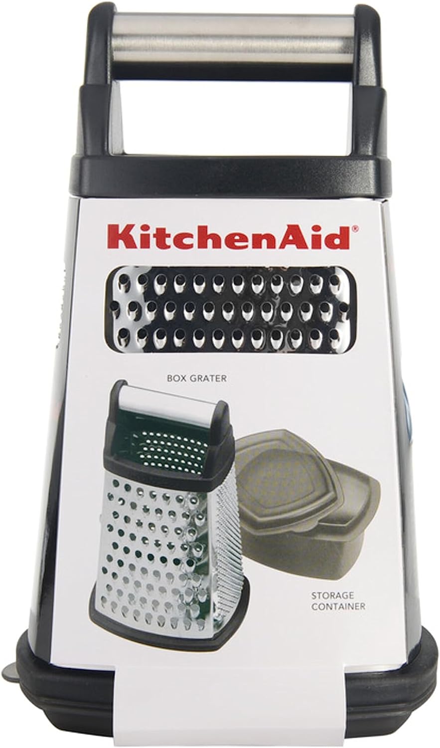 kitchenaid gourmet 4 sided stainless steel box grater for fine medium and coarse grate and slicing detachable 3 cup stor 4