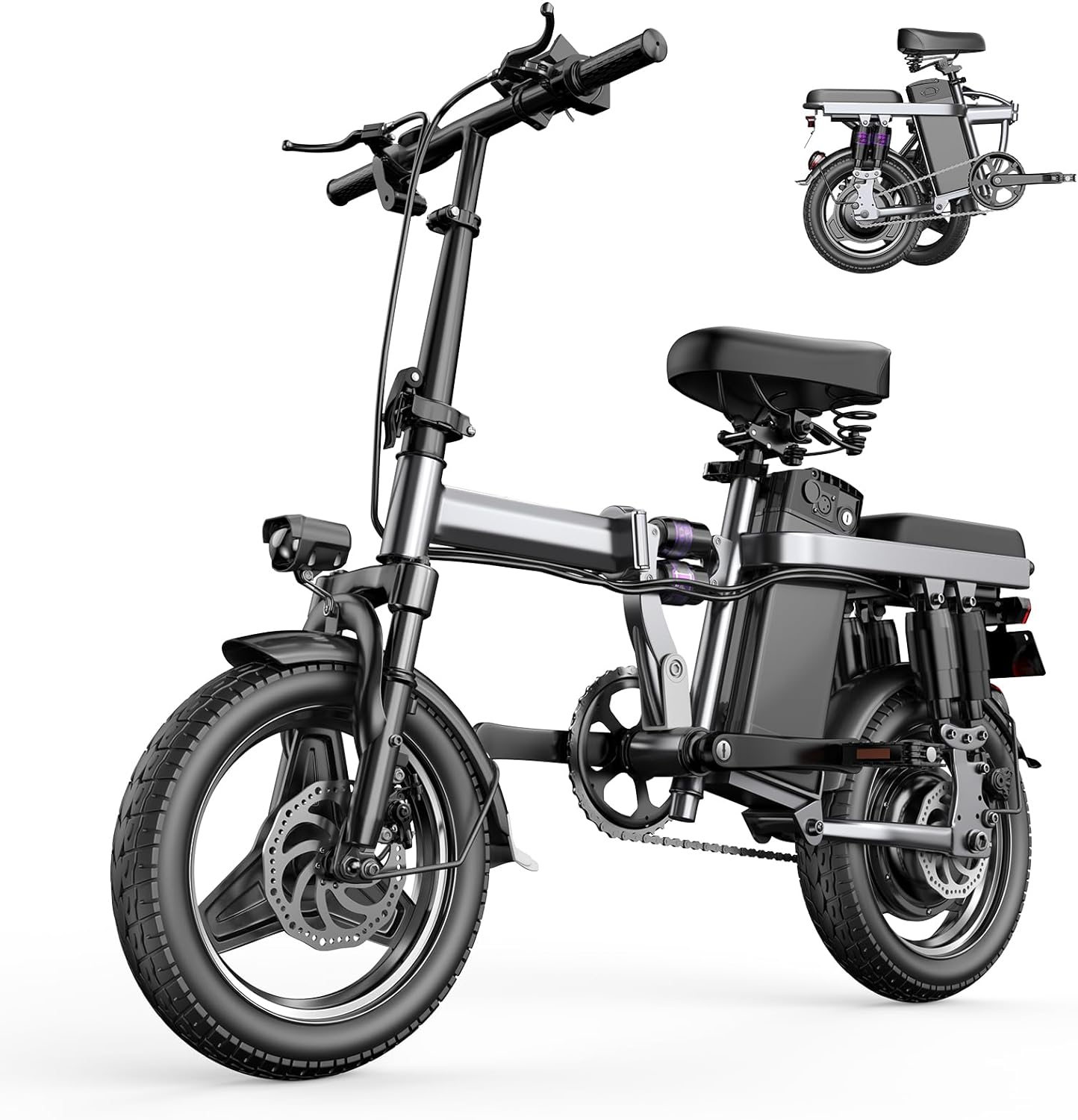 mini folding electric bike 14 ebike with 22 mph max speed 30 miles long range adult e bike 500w peak brushless motor 48v