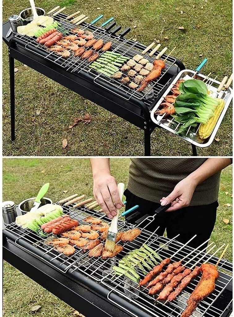 MYHZH Home Outdoor Outdoor Indoor Barbecue Charcoal Outdoor Barbecue Stainless Steel Folding Free-Installation Barbeque BBQ Charcoal Portable Grill