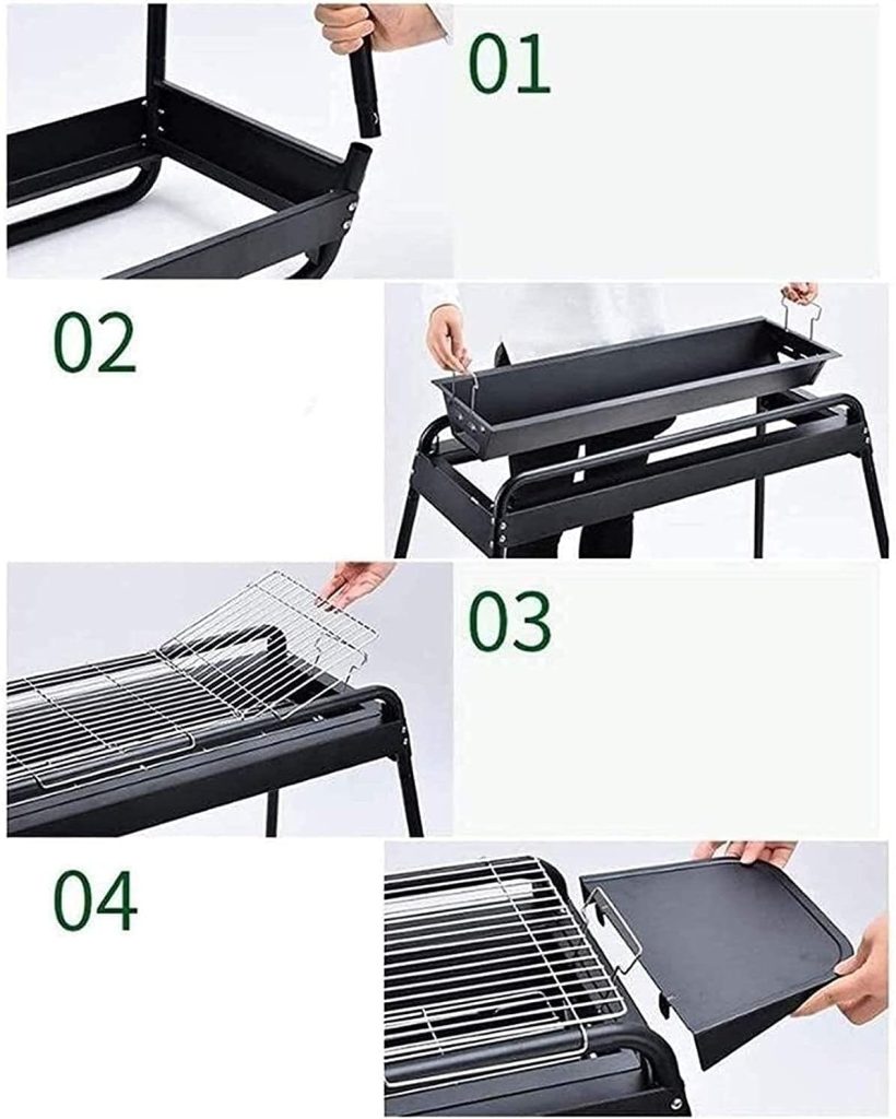 MYHZH Home Outdoor Outdoor Indoor Barbecue Charcoal Outdoor Barbecue Stainless Steel Folding Free-Installation Barbeque BBQ Charcoal Portable Grill