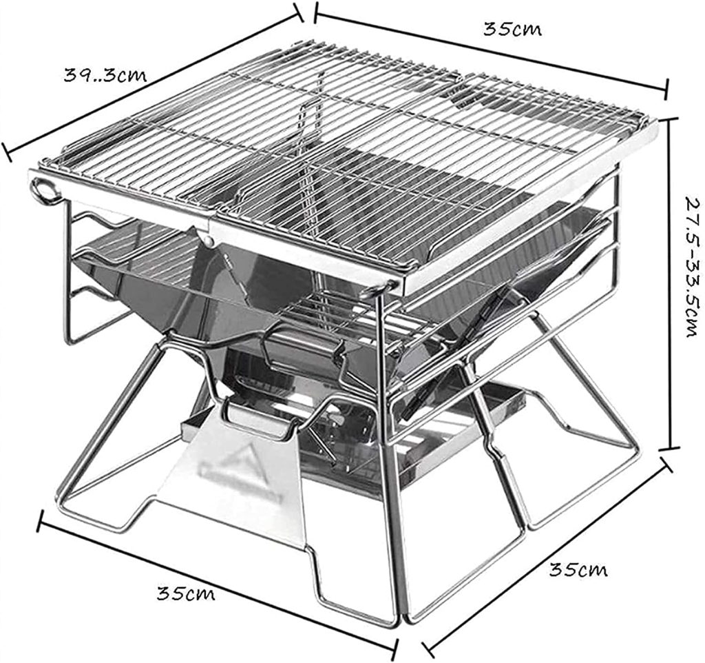 MYHZH Home Outdoor Outdoor Indoor Barbecue Charcoal Simple Charcoal PerfeFoldable Premium BBQ Stainless Steel Thickening Portable Foldable Grill