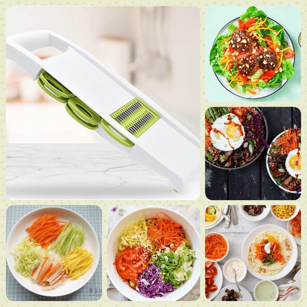 NACOLUS 5 in 1 Mandoline Slicer for Kitchen, Vegetable Slicer Multi Blade Potato Chip, Veggie Slicer, Vegetable Cutter, Julienne Shredder and peeler For Small Job In Kitchen Blue