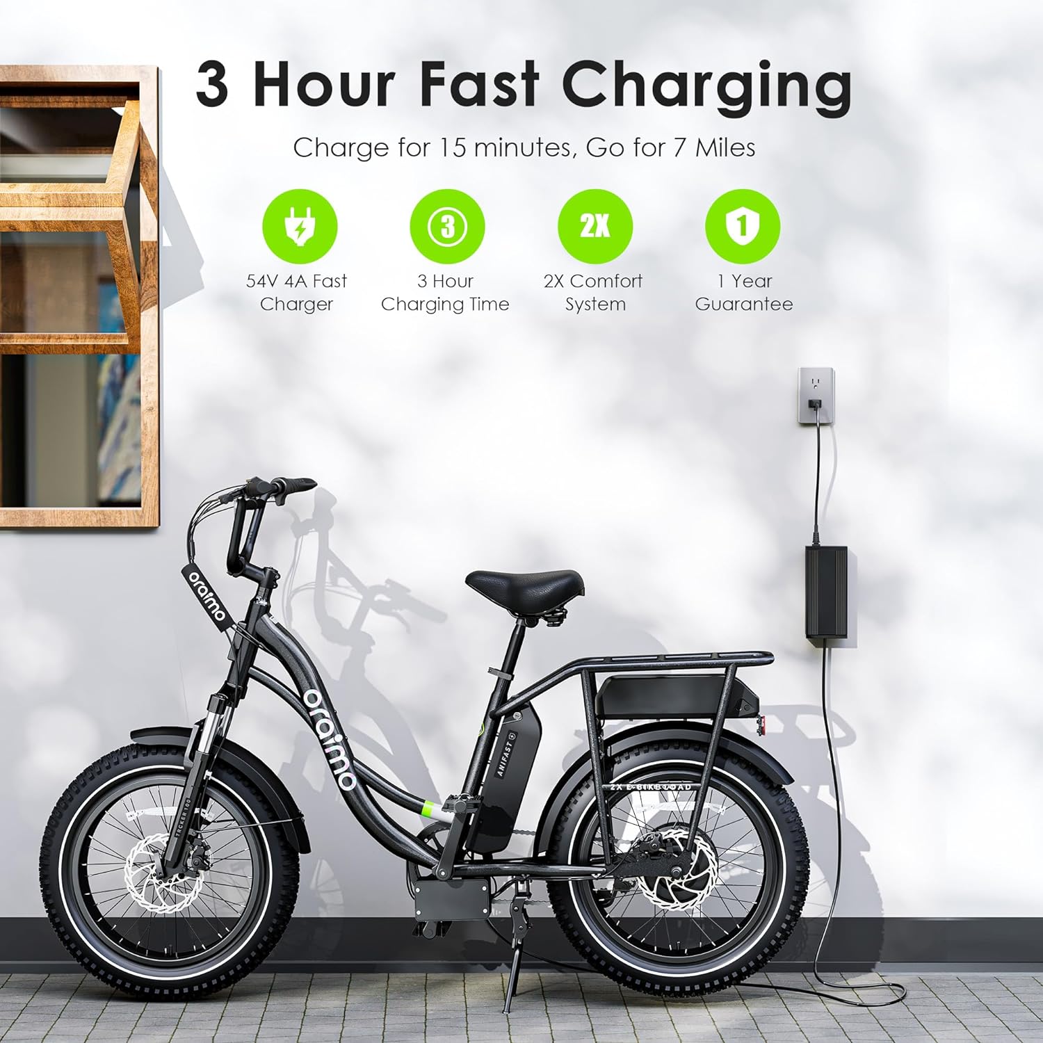 oraimo electric bike for adults 750w motor peak 1000w 20 x 40 fat tire with dual shock absorber max 48v 208ah dual remov 2