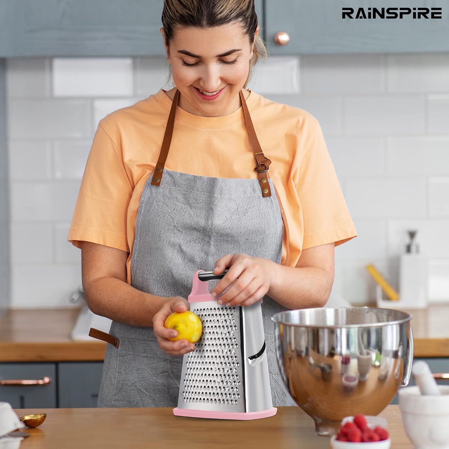 rainspire professional box grater cheese grater box for kitchen stainless steel with 4 sides cheese and spice graters wi 1