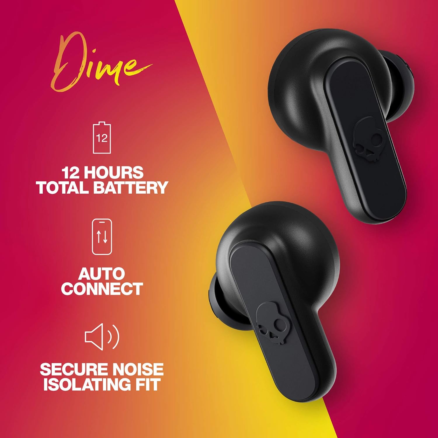 skullcandy dime in ear wireless earbuds 12 hr battery microphone works with iphone android and bluetooth devices chill g 2