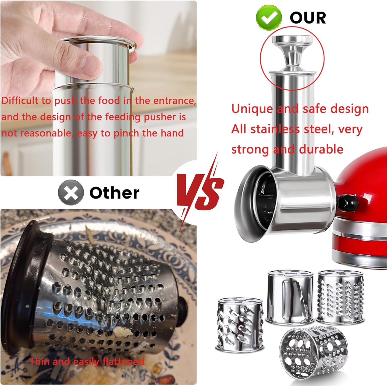 stainless steel slicer shredder attachment for kitchenaid stand mixer salad maker cheese grater vegetable slicer attachm 1