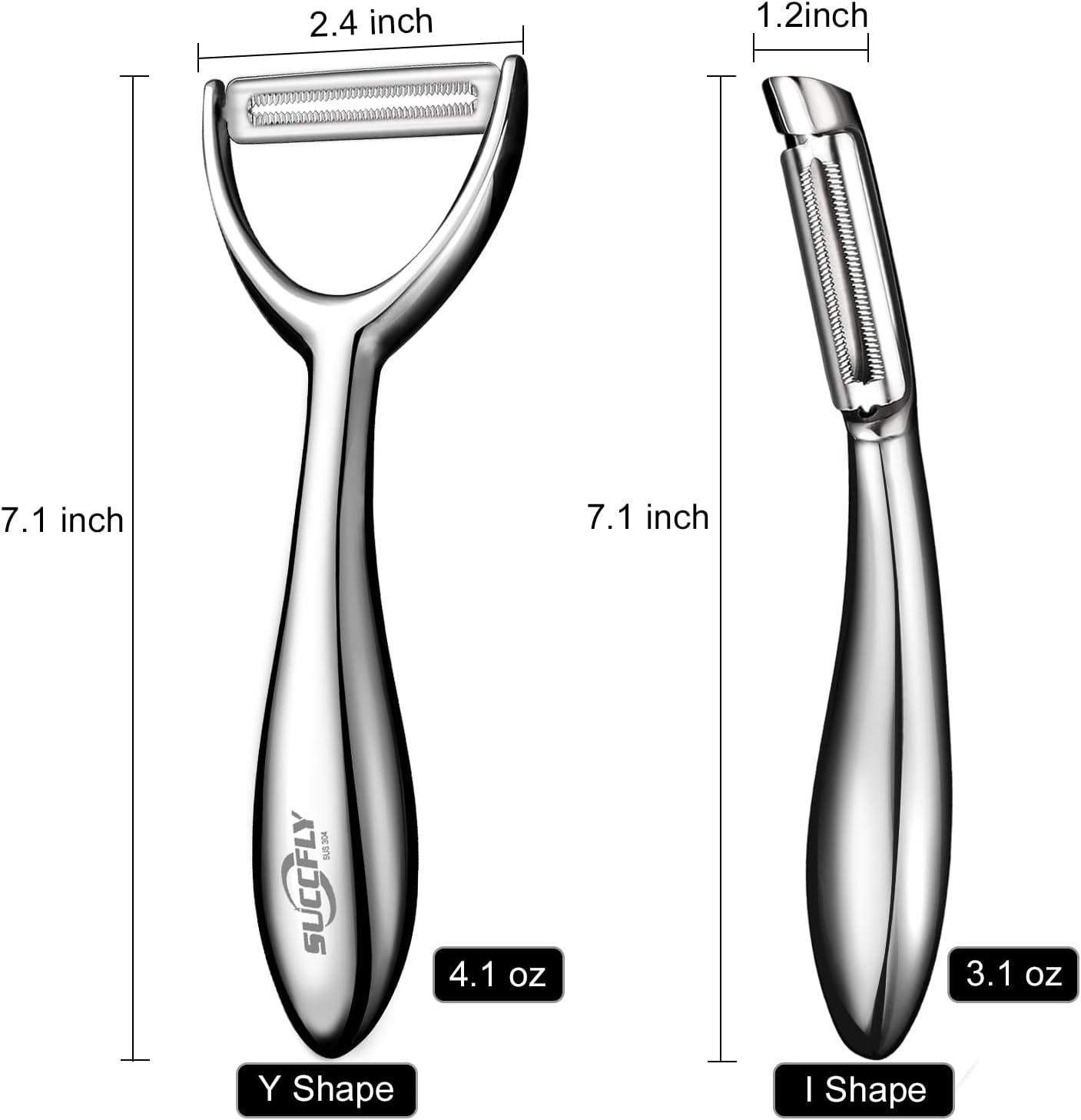 SUCCFLY Potato Peeler Stainless Steel, Premium Vegetable Peelers for Kitchen, Fruit  Veggie Peeler, Carrot Cucumber Apple Peeler，Ultra Sharp Serrated Blade，Ergonomic Non-Slip Handle (5-year warranty)