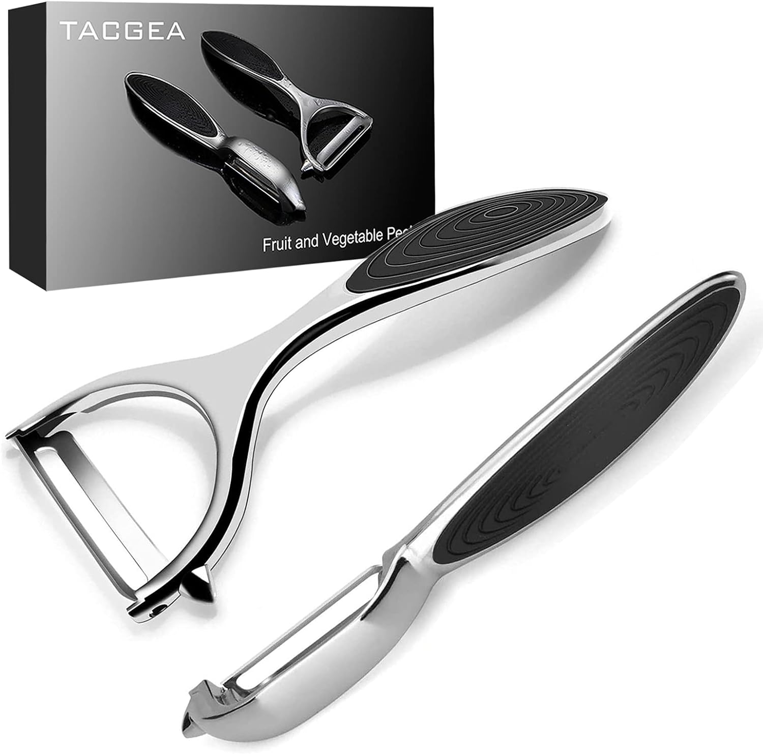 TACGEA Vegetable Peeler for Kitchen, Potato Peelers for Fruit Straight Blade, Durable Non-Slip Handle, Set of 2