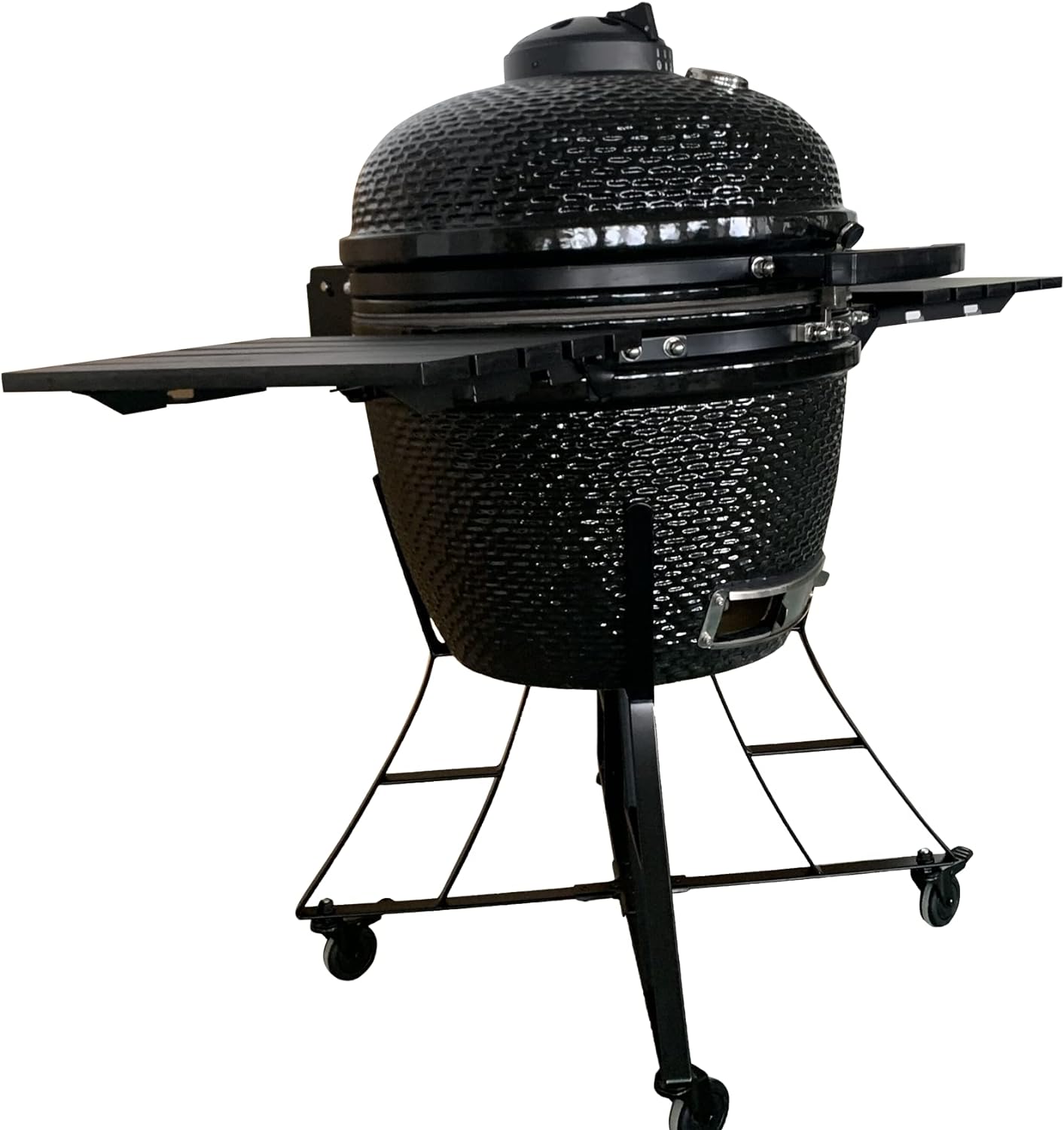 The spot/TOOPO 24inch Barbecue Charcoal Grill, Ceramic Kamado Grill with Side Table, Suitable for Camping and Picnic,Black