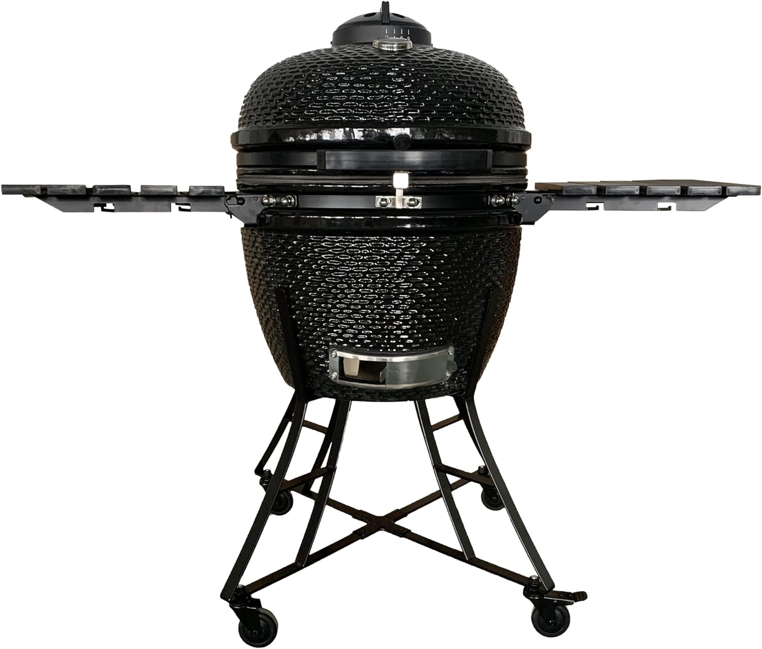 The spot/TOOPO 24inch Barbecue Charcoal Grill, Ceramic Kamado Grill with Side Table, Suitable for Camping and Picnic,Black