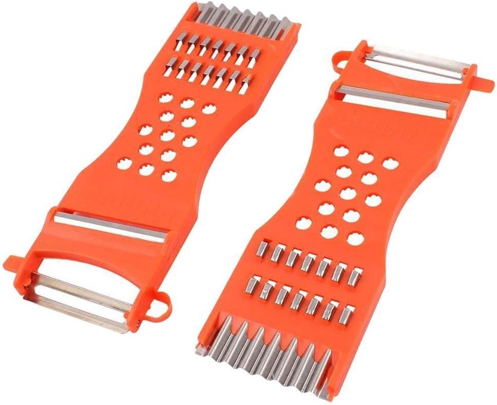 Vegetable Peeler,Saim Metal Scraper Fruit Grater Slicer Vegetable Peeler 7 in 1 Multifunction Kitchen Cutter Tool Orange 2 Pcs