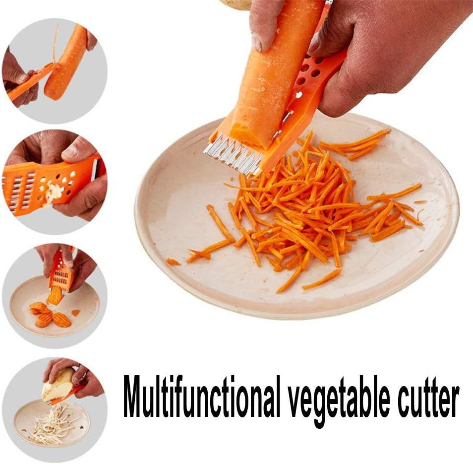 Vegetable Peeler,Saim Metal Scraper Fruit Grater Slicer Vegetable Peeler 7 in 1 Multifunction Kitchen Cutter Tool Orange 2 Pcs