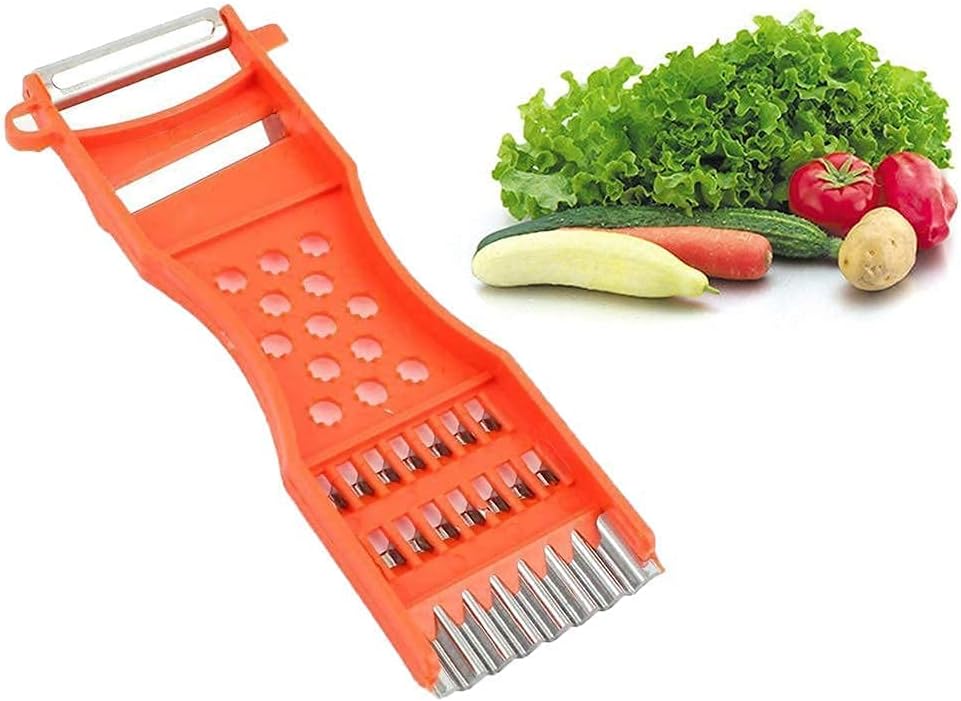 Vegetable Peeler,Saim Metal Scraper Fruit Grater Slicer Vegetable Peeler 7 in 1 Multifunction Kitchen Cutter Tool Orange 2 Pcs