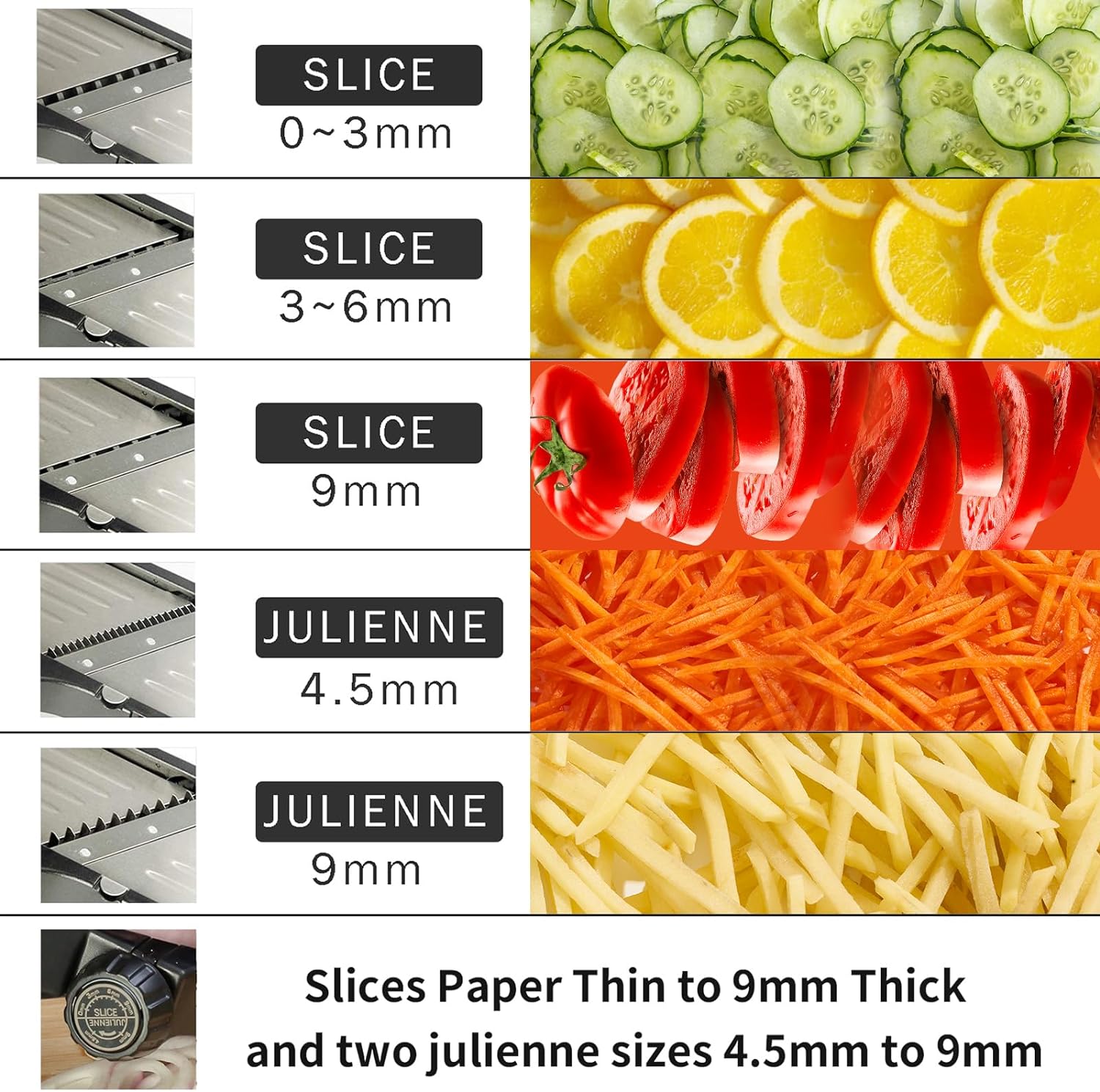 VEKAYA Mandoline Slicer,Mandoline Food Slicer for Kitchen,Mandolin,Potato Slicer,Vegetable Chopper,Adjustable Stainless Steel Veggie Onion Tomato Julienne Cutter with Cut-Resistant Gloves