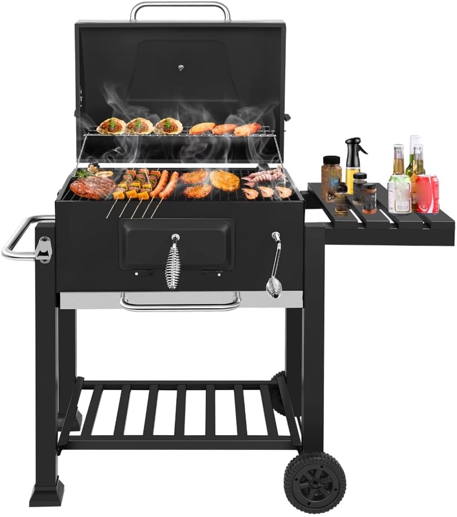 wskdhd family outdoor grill patio charcoal grill with side tables camping grill barbecue grill charcoal grill outdoor