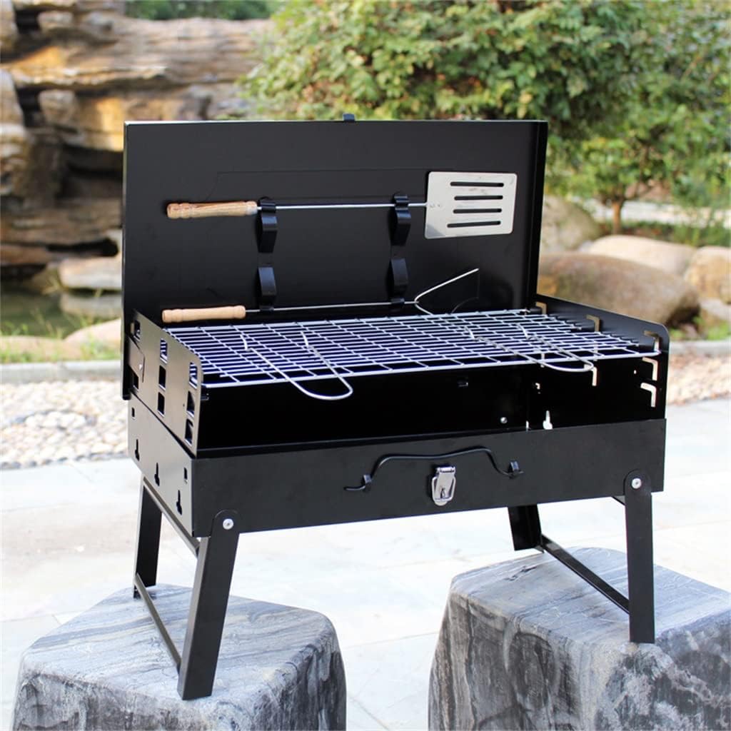 WSKDHD Outdoor Portable Charcoal Grill Folding Box Barbecue Grill Grill Self-service BBQ BBQ