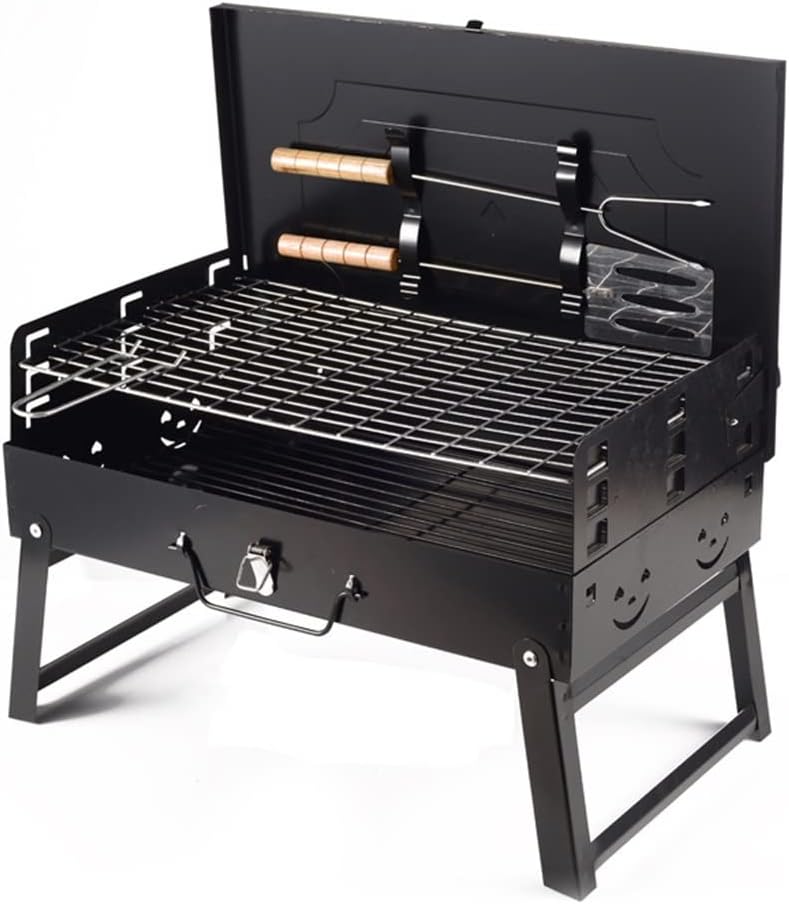 WSKDHD Outdoor Portable Charcoal Grill Folding Box Barbecue Grill Grill Self-service BBQ BBQ