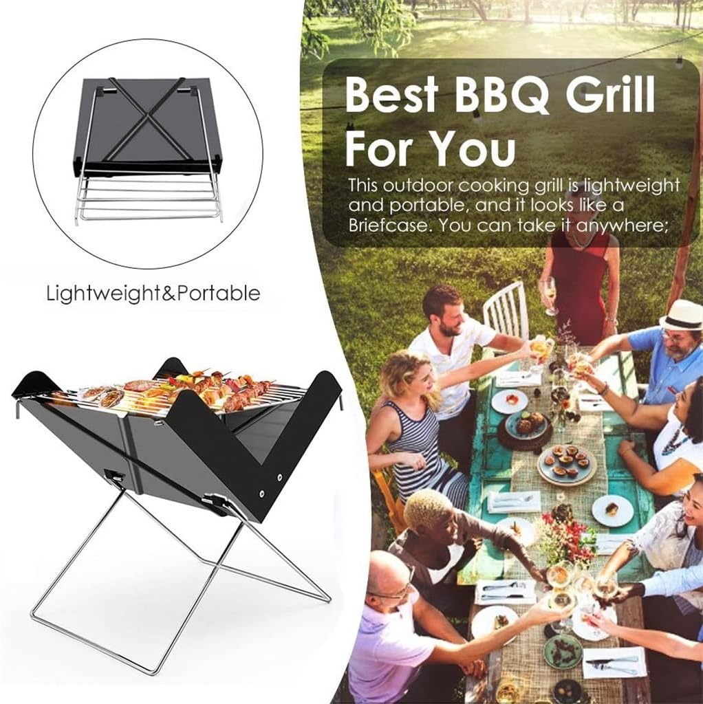 WSKDHD Stainless Steel Grill X-shaped Foldable Bbq Stove Portable Barbecue Oven Outdoor Camping Picnic Charcoal Carbon Baking Grill