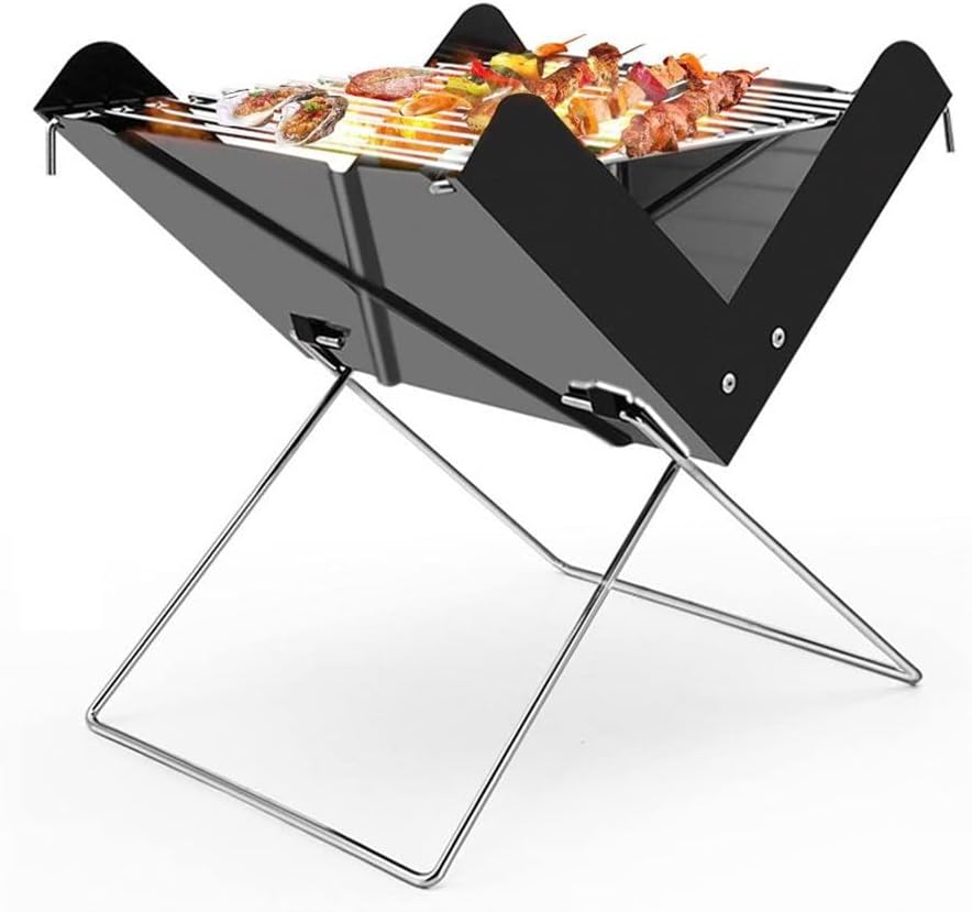 wskdhd stainless steel grill x shaped foldable bbq stove portable barbecue oven outdoor camping picnic charcoal carbon b