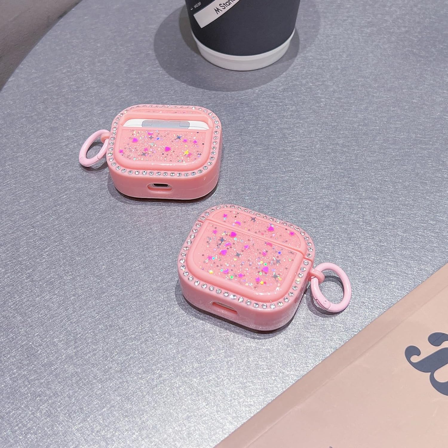 yelovehaw for airpods 3 cute case for women girls colorful glitter shiny silver chips dazzling acrylic diamonds soft ful 3